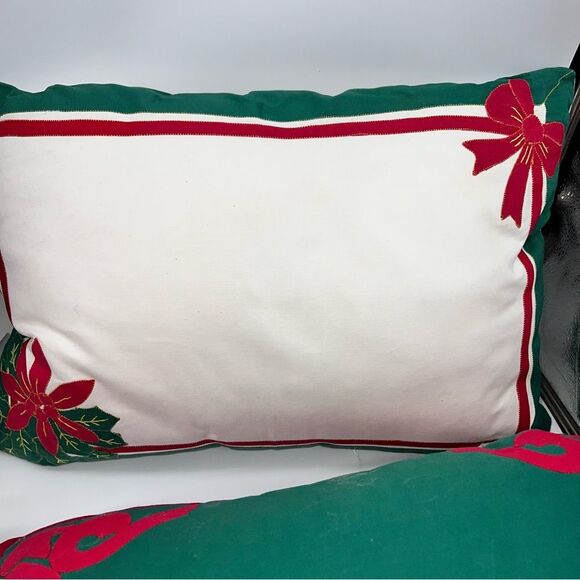 5 Keeco 100% Cotton Christmas Pillows in Red/White/Green w/Coordinated Patterns - Picture 6 of 13
